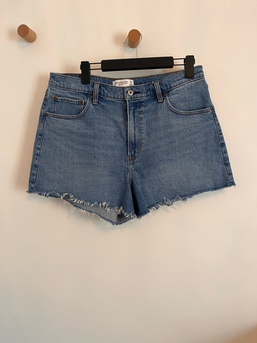 Abercrombie & Fitch Light Blue Raw-Hem Denim Shorts
